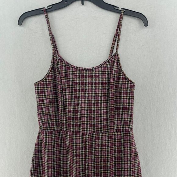 Wild Fable Jumpsuit Women's Sz M Red Plaid Scoop Neck Flared Cropped Stretch Zip - Picture 5 of 11